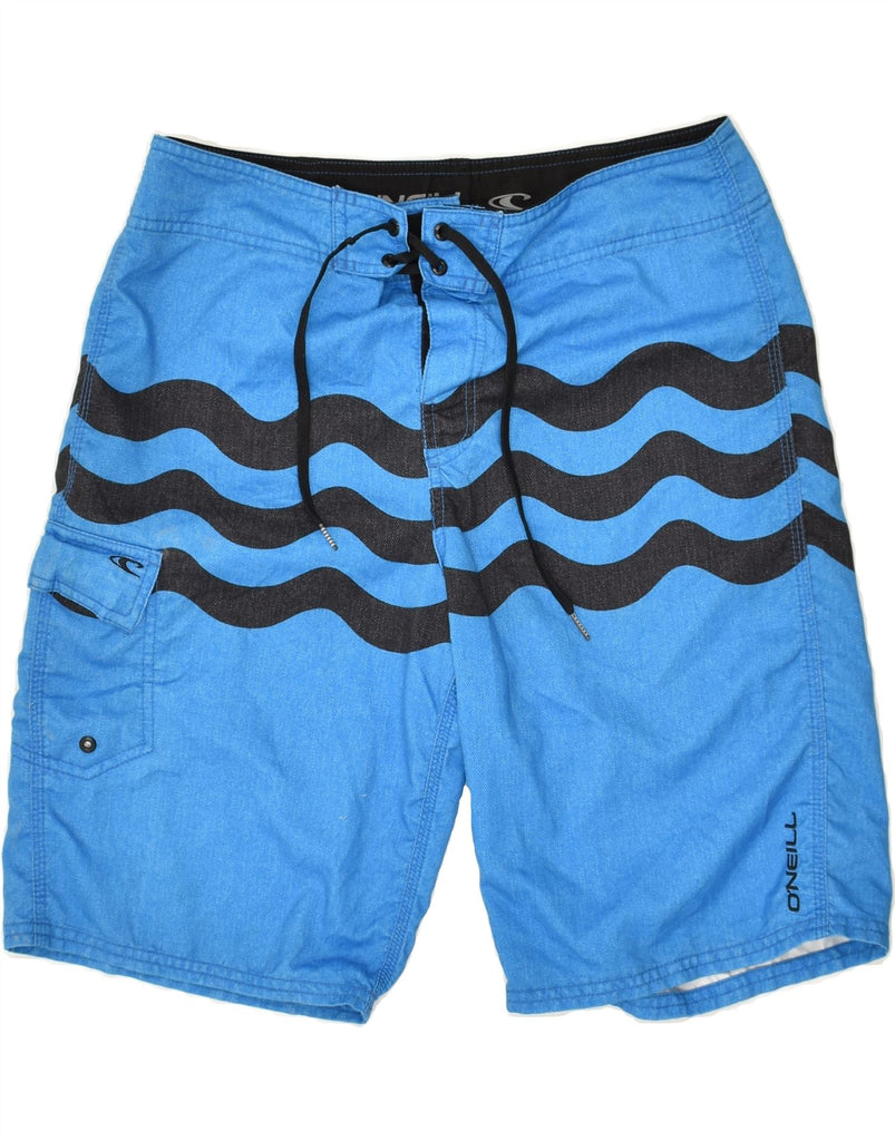 O'NEILL Mens Swimming Shorts Medium Blue Chevron Polyester | Vintage O'Neill | Thrift | Second-Hand O'Neill | Used Clothing | Messina Hembry 