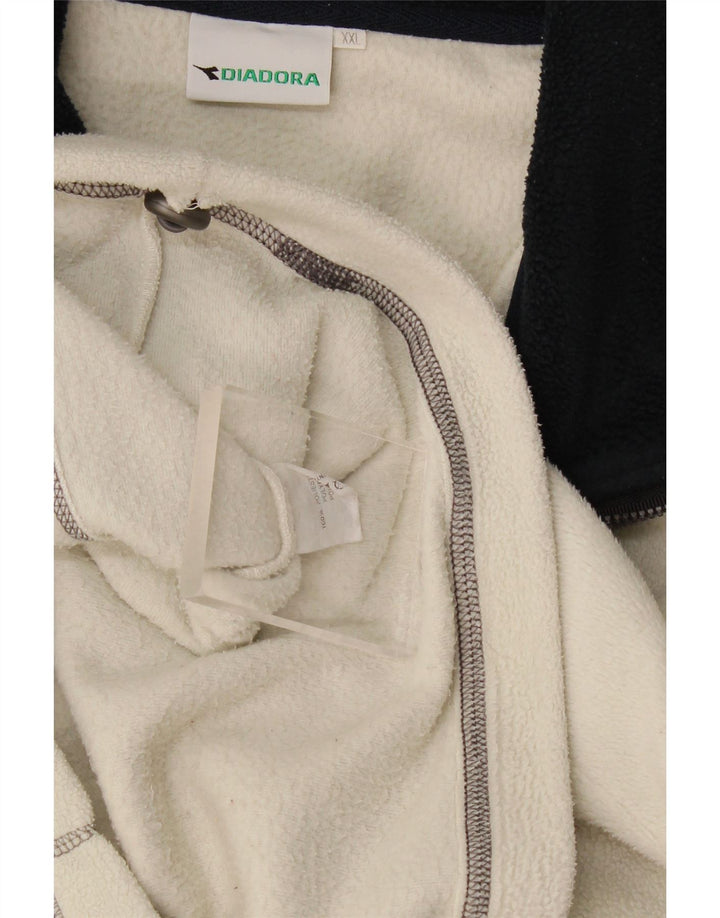 Diadora Mens Zip Neck Fleece Jumper 2XL Off White Polyester