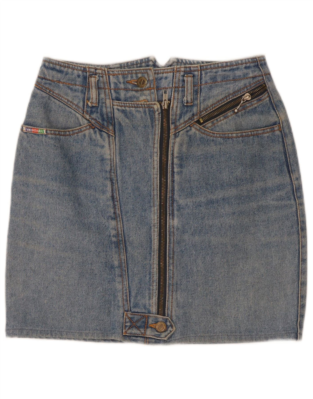 Vintage Womens Mini Denim Skirt W26 Small Blue