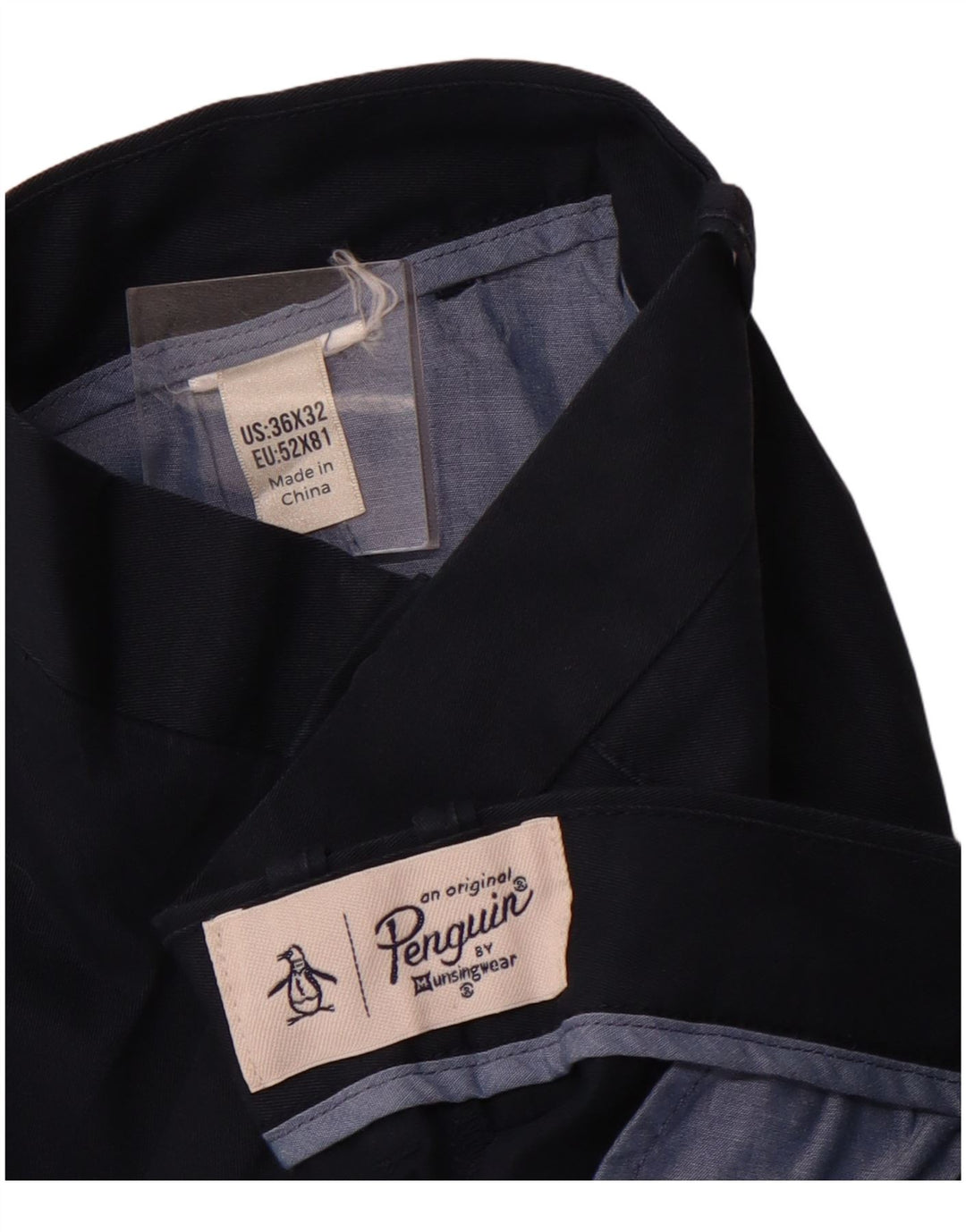 PENGUIN Mens Slim Chino Trousers W36 L32 Navy Blue