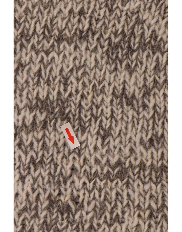 Vintage Mens V-Neck Jumper Sweater Medium Grey Fair Isle