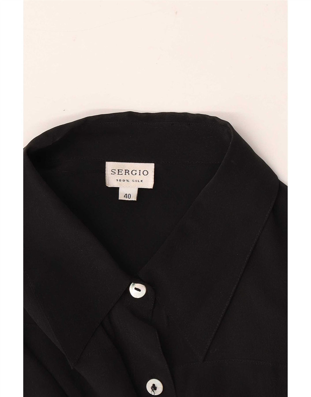 Vintage Womens Short Sleeve Regular Shirt EU 40 Medium Black Silk