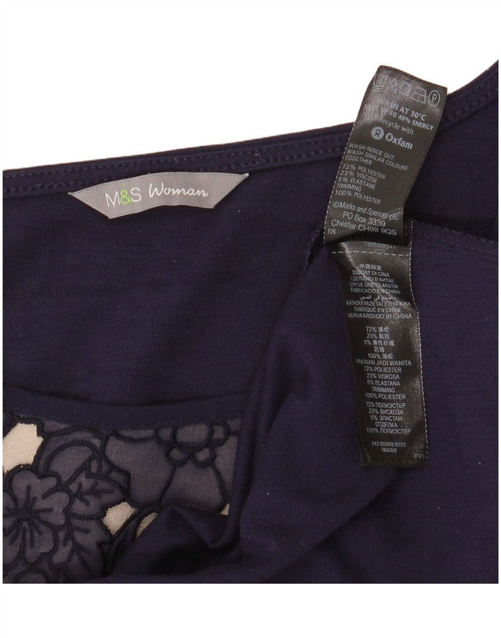 MARKS & SPENCER Womens A-Line Dress UK 14 Medium Navy Blue Floral