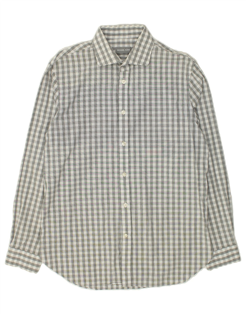 MICHAEL KORS Mens Slim Fit Shirt Size 15 1/2  Medium Grey Gingham | Vintage Michael Kors | Thrift | Second-Hand Michael Kors | Used Clothing | Messina Hembry 
