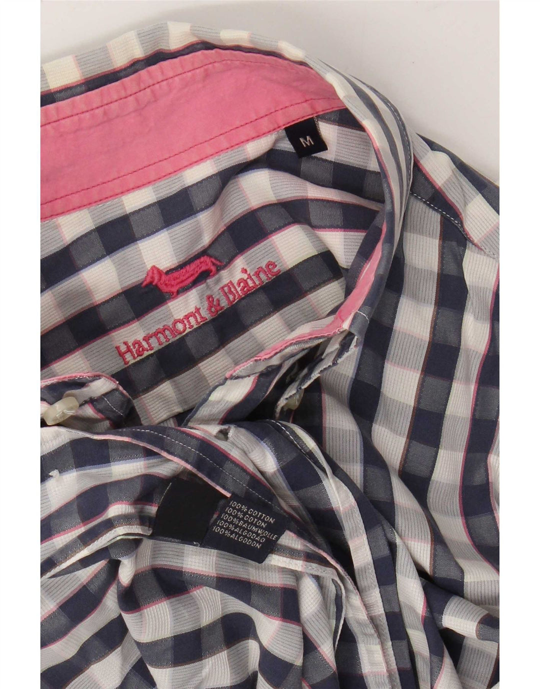 Harmont & Blaine Mens Shirt Medium Blue Check Cotton