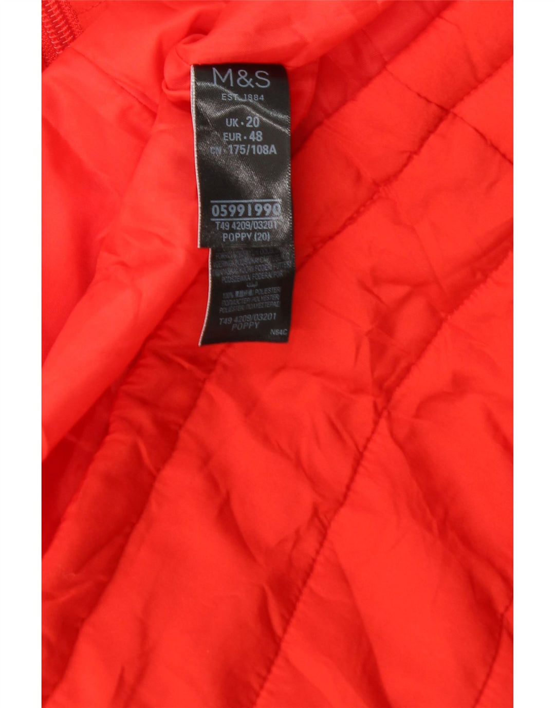 Marks & Spencer Womens Padded Gilet UK 20 2XL Orange Polyester