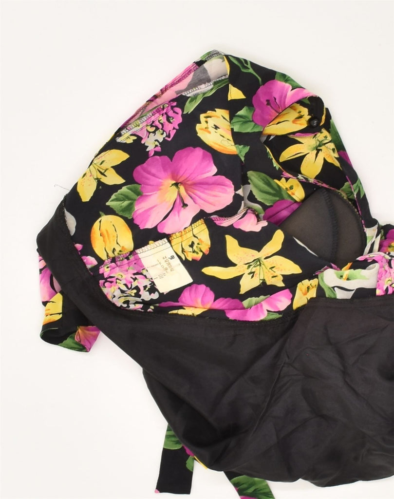 VINTAGE Womens Shirt Blouse UK 12 Medium Black Floral Silk | Vintage Vintage | Thrift | Second-Hand Vintage | Used Clothing | Messina Hembry 