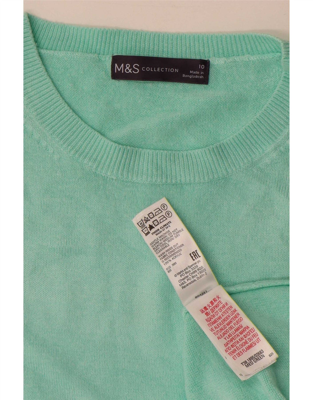 Marks & Spencer Womens Boat Neck Jumper Sweater UK 10 Small Turquoise