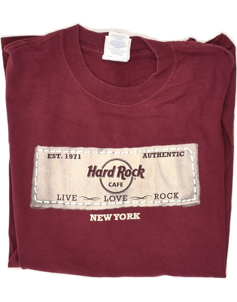 HARD ROCK CAFE Mens New York Graphic T-Shirt Top Medium Burgundy Cotton | Vintage Hard Rock Cafe | Thrift | Second-Hand Hard Rock Cafe | Used Clothing | Messina Hembry 