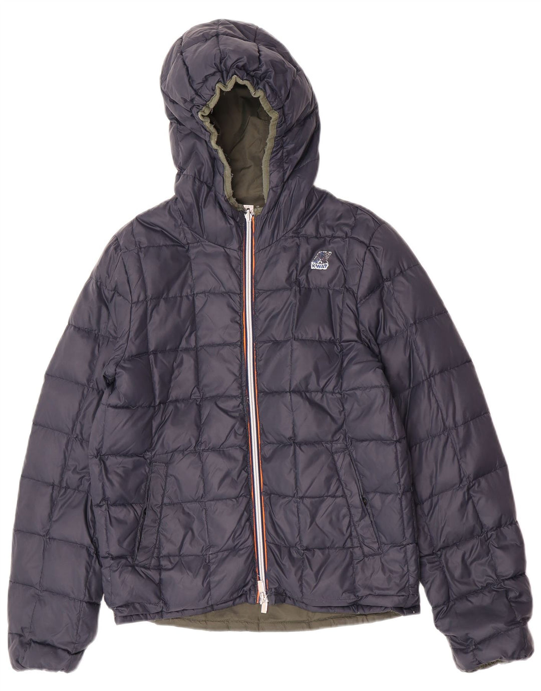 K-Way Mens Hooded Reversible Padded Jacket UK 38 Medium Green Polyamide