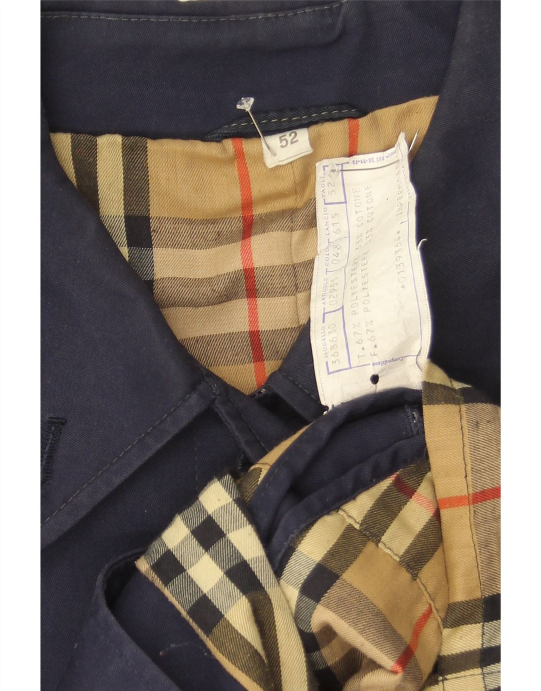 Vintage Mens Overcoat IT 52 XL Navy Blue Polyester