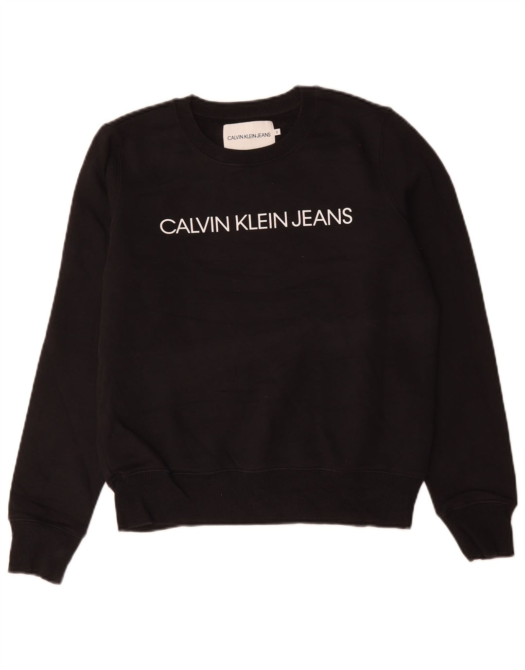 CALVIN KLEIN JEANS Womens Oversized Sweatshirt Jumper UK 10 Small Black