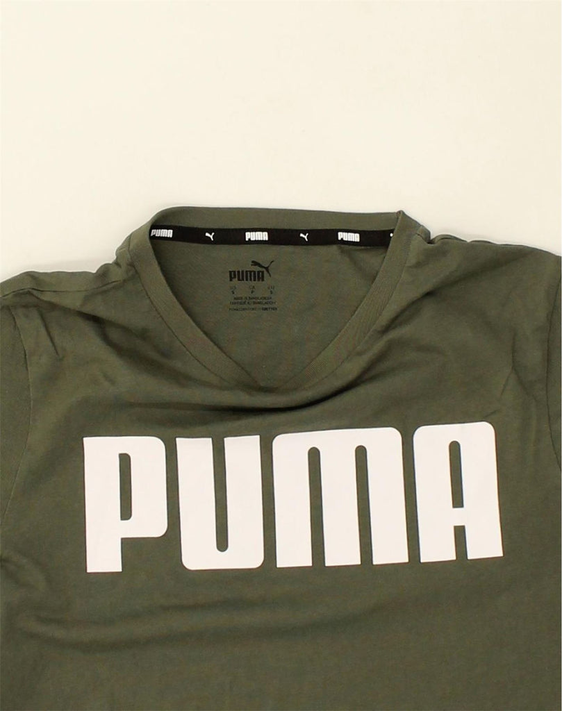 PUMA Mens Graphic T-Shirt Top Small Khaki Cotton | Vintage Puma | Thrift | Second-Hand Puma | Used Clothing | Messina Hembry 