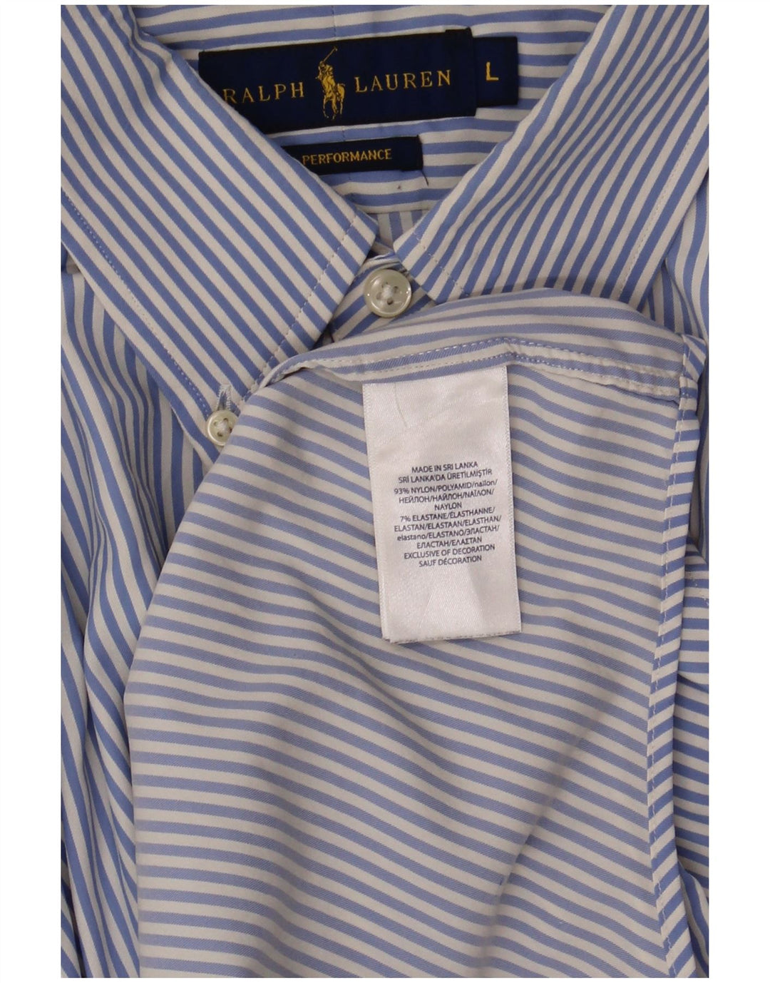 Ralph Lauren Mens Shirt Large Blue Striped Nylon
