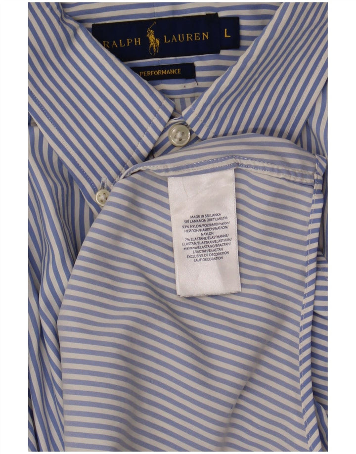 Ralph Lauren Mens Shirt Large Blue Striped Nylon