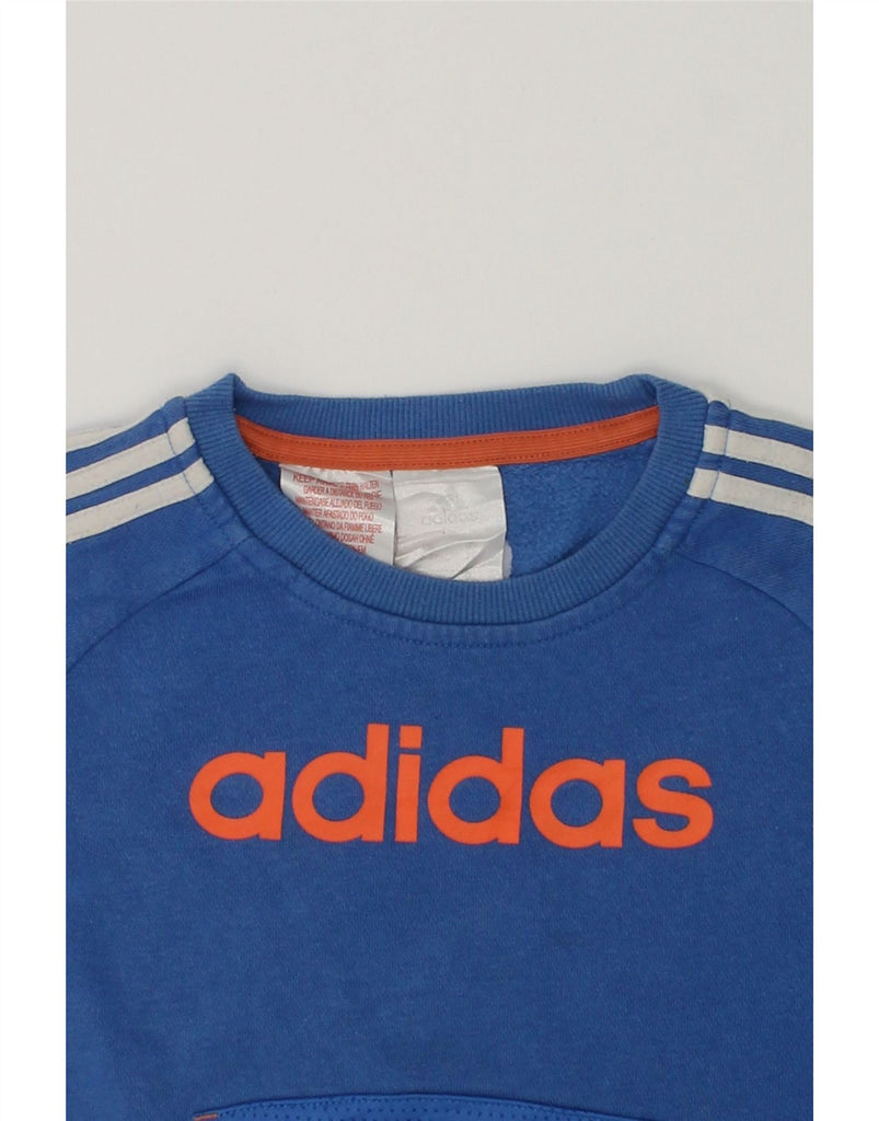 ADIDAS Boys Graphic Sweatshirt Jumper 2-3 Years Blue Cotton | Vintage Adidas | Thrift | Second-Hand Adidas | Used Clothing | Messina Hembry 