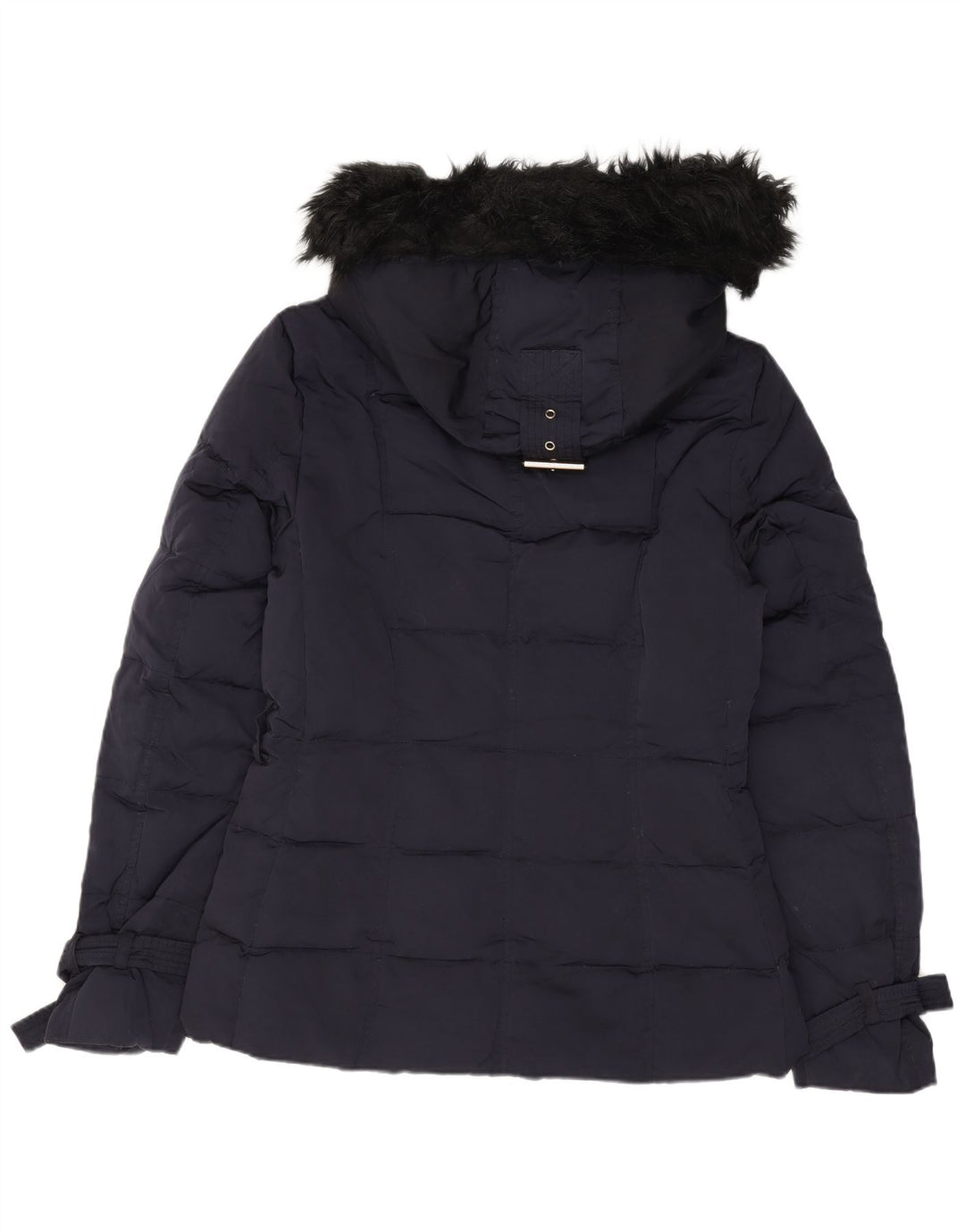 ZARA Womens Hooded Padded Jacket UK 10 Small Navy Blue Nylon