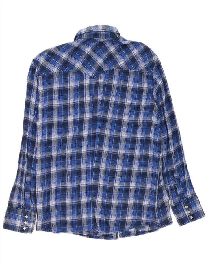 Wrangler Mens Flannel Shirt XL Blue Check Cotton