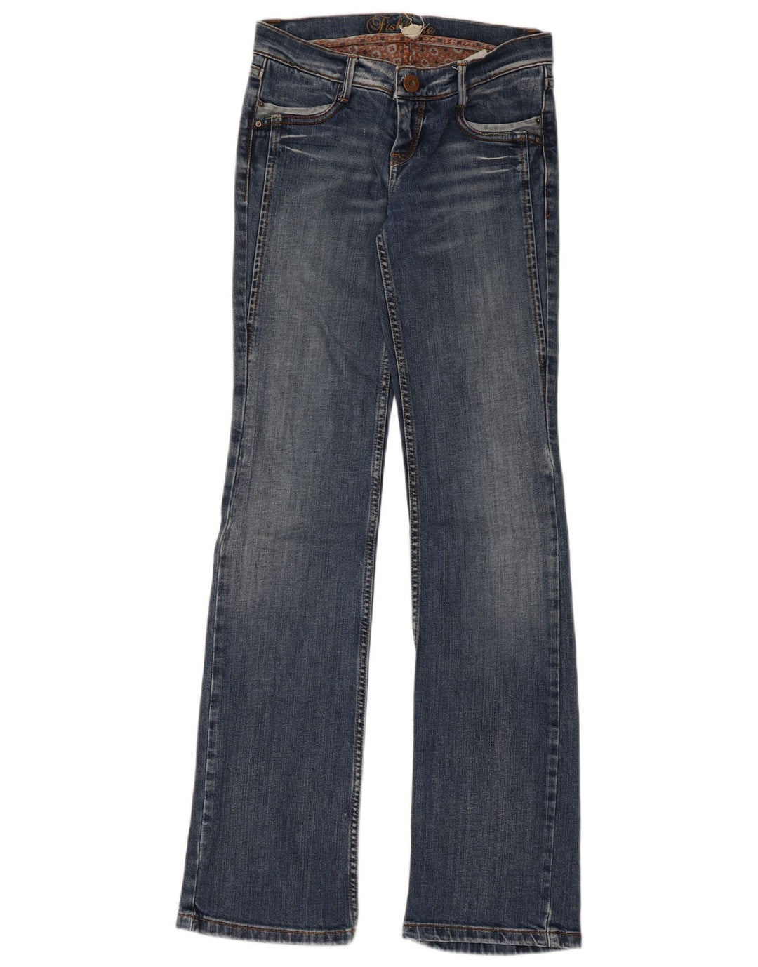 Fishbone Womens Bootcut Jeans W28 L33 Blue Cotton