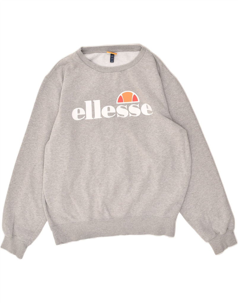 ELLESSE Womens Oversized Graphic Sweatshirt Jumper UK 16 Large Grey Cotton | Vintage Ellesse | Thrift | Second-Hand Ellesse | Used Clothing | Messina Hembry 