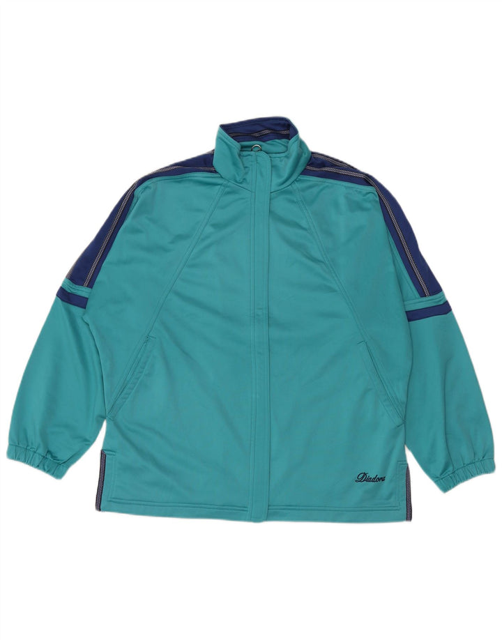 Diadora Womens Tracksuit Top Jacket UK 12 Medium Turquoise Colourblock