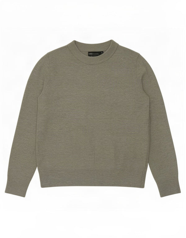 Marks & Spencer Womens Crew Neck Jumper Sweater UK 6 XS Green Polyester