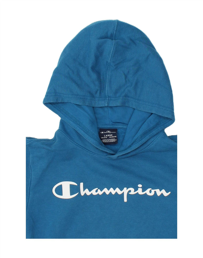 CHAMPION Boys Graphic Hoodie Jumper 11-12 Years Large  Blue Cotton Vintage Champion and Second-Hand Champion from Messina Hembry 
