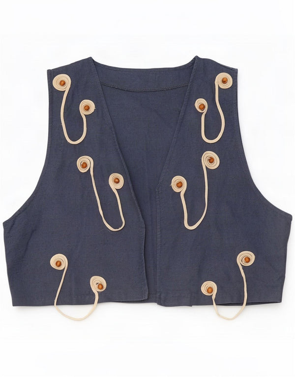 Vintage Womens Waistcoat UK 12 Medium Navy Blue
