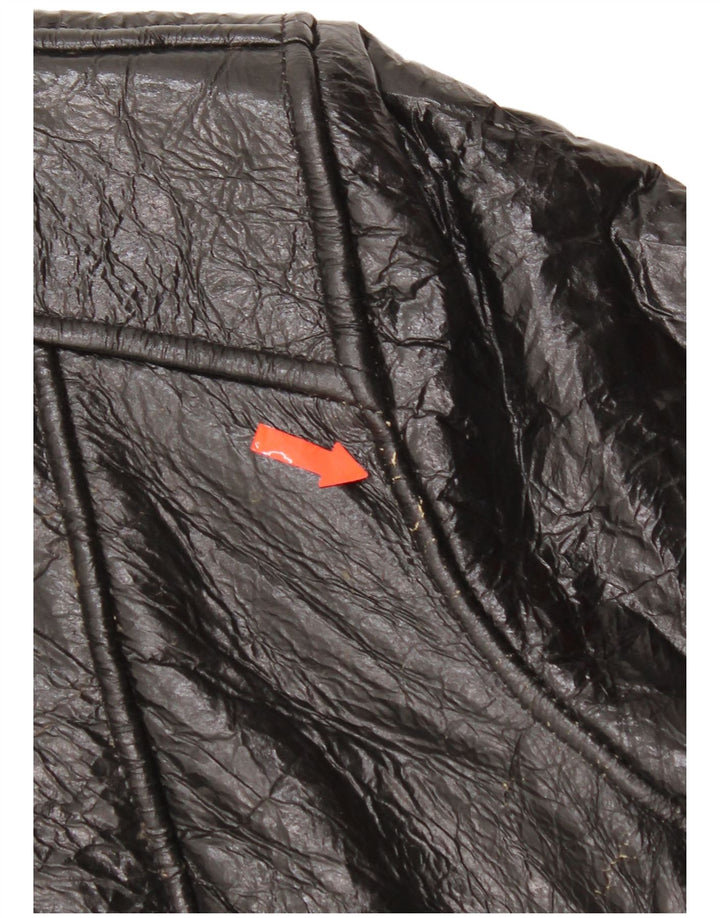 Vintage Womens Shearling Jacket UK 14 Medium Black Leather