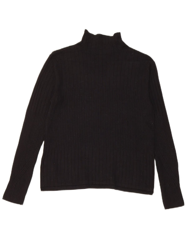 Marks & Spencer Womens Roll Neck Jumper Sweater UK 12 Medium Black Viscose