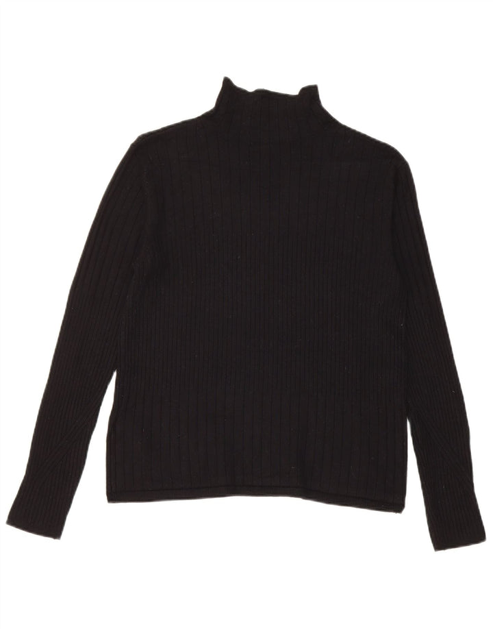 Marks & Spencer Womens Roll Neck Jumper Sweater UK 12 Medium Black Viscose