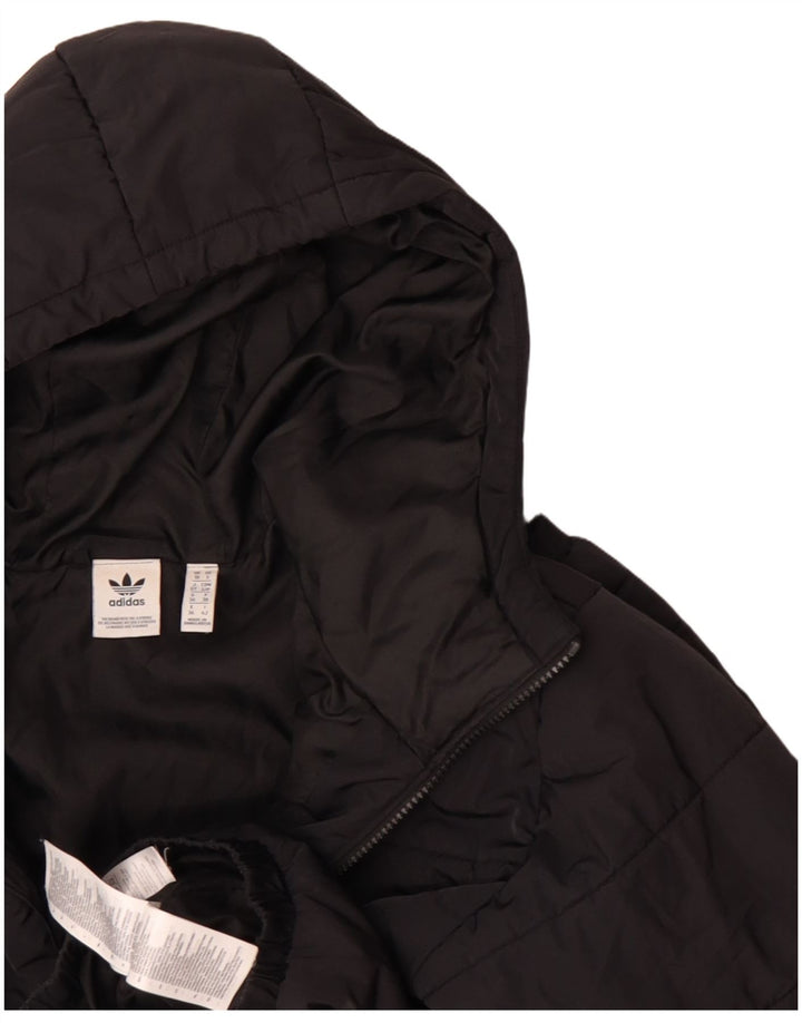 Adidas Womens Oversized Graphic Hooded Padded Jacket UK 10 Small Black