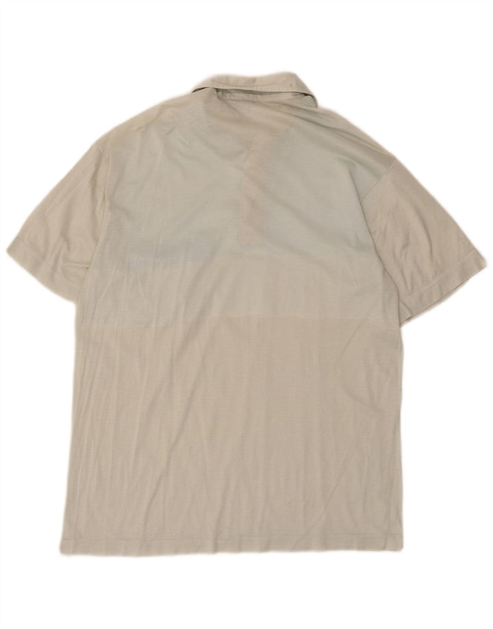 Vintage Mens Polo Shirt Small Beige Colourblock Cotton