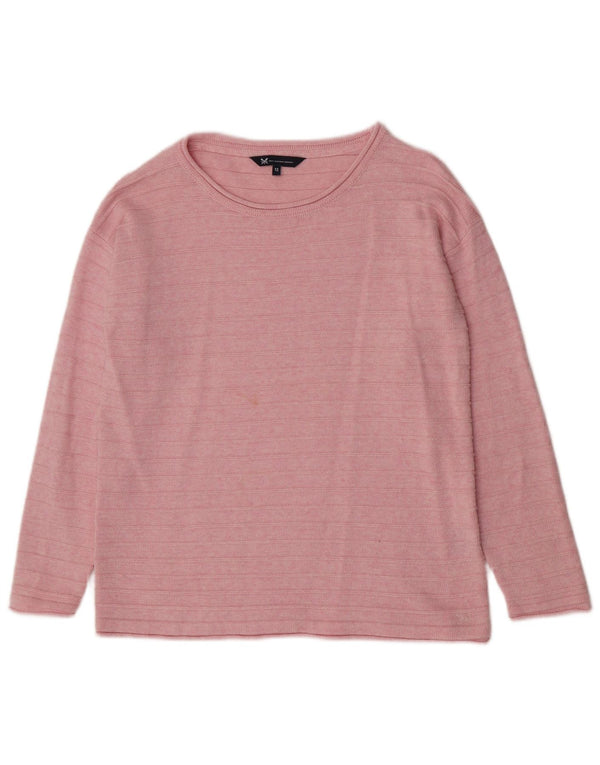Crew Clothing Womens Boat Neck Jumper Sweater UK 12 Medium Pink Striped