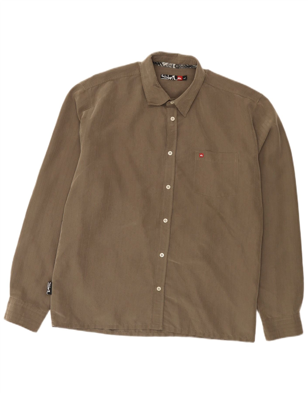 Quiksilver Mens Shirt Large Khaki Pinstripe Modal