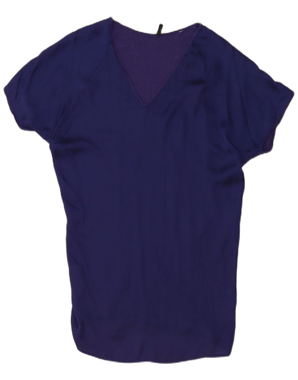 Benetton Womens Relaxed Fit Basic Dress UK 14 Medium Navy Blue Viscose