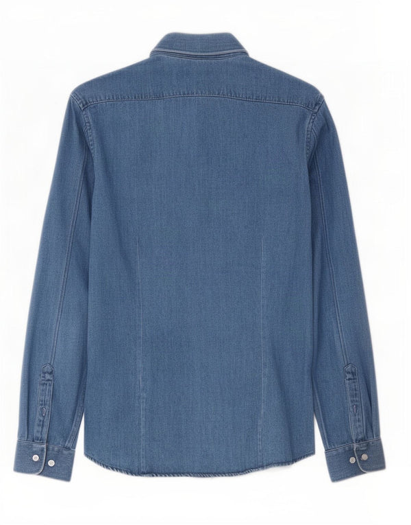Reiss Mens Slim Fit Denim Shirt Small Blue Cotton