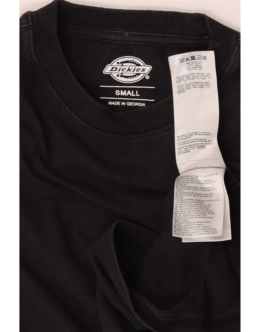 Dickies Mens Graphic Top Long Sleeve Small Black Cotton