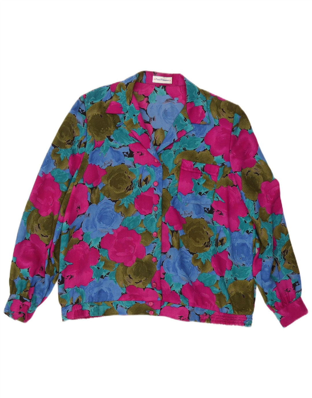 Vintage Womens Shirt Blouse UK 16 Large Multicoloured Floral Polyester