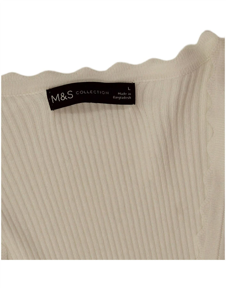 Marks & Spencer Womens T-Shirt Top UK 16 Large White Viscose