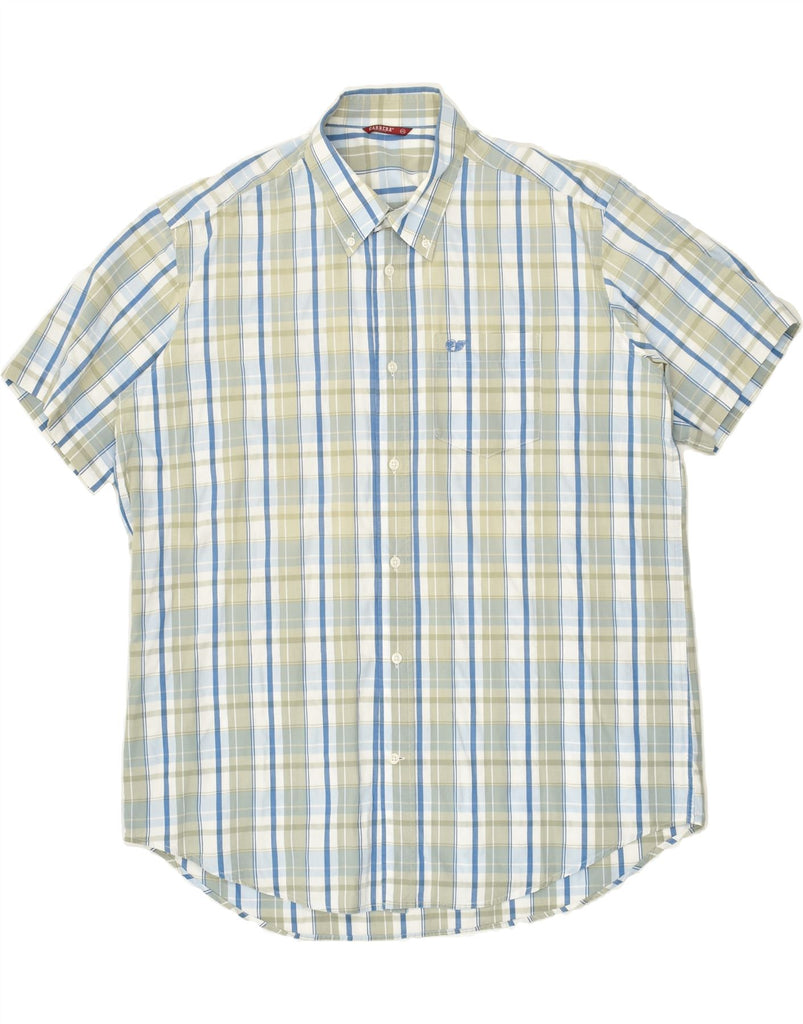 CARRERA Mens Short Sleeve Shirt 2XL Blue Check Cotton | Vintage Carrera | Thrift | Second-Hand Carrera | Used Clothing | Messina Hembry 