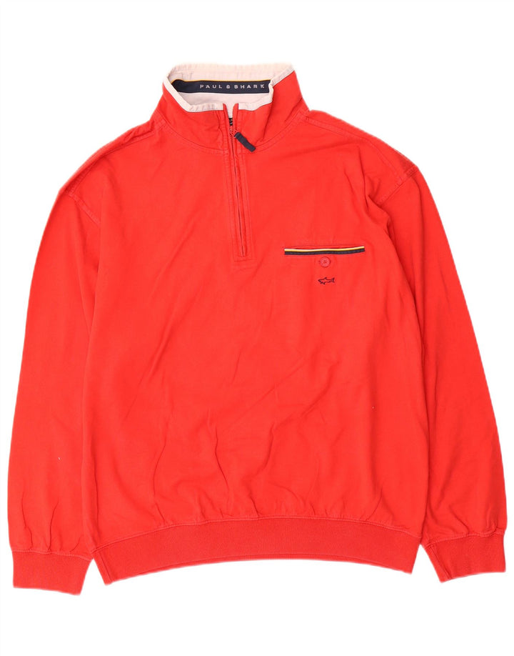 Paul & Shark Mens Zip Neck Sweatshirt Jumper Small Red Cotton