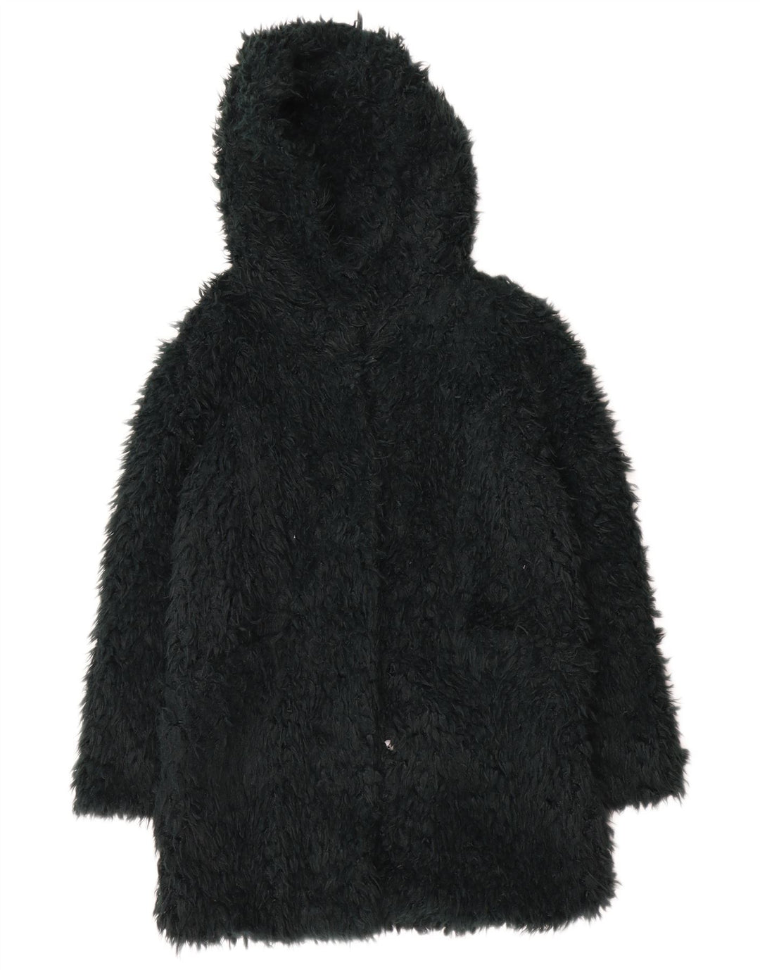 Zara Womens Teddy Hooded Overcoat UK 14 Medium Green