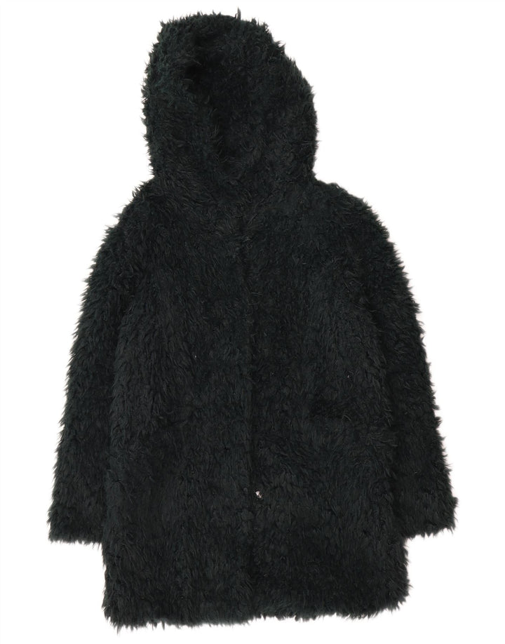 Zara Womens Teddy Hooded Overcoat UK 14 Medium Green