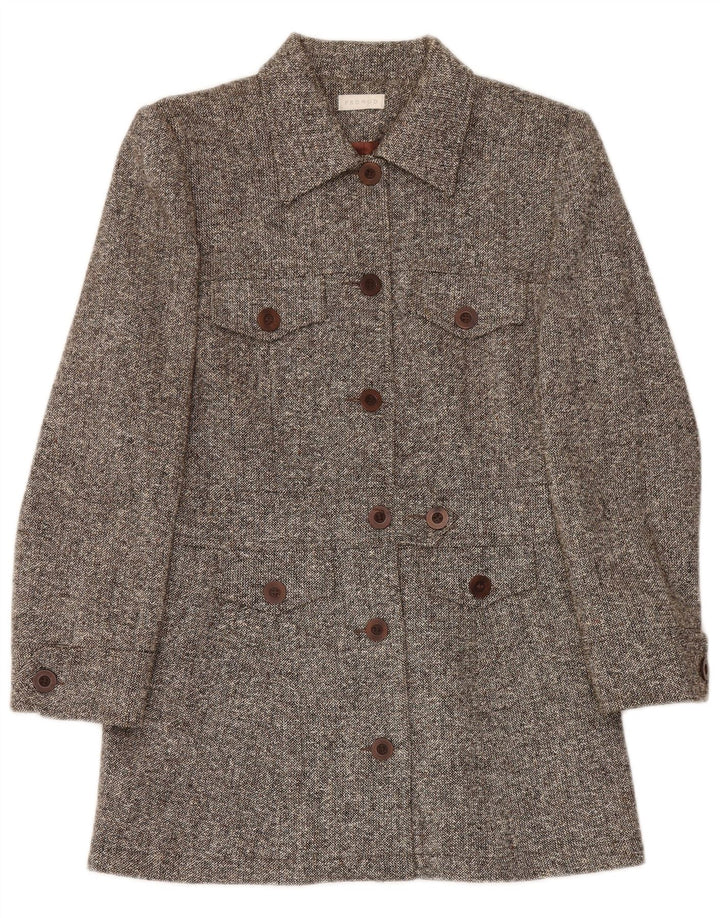 Promod Womens Overcoat UK 12 Medium  Grey Flecked Cotton