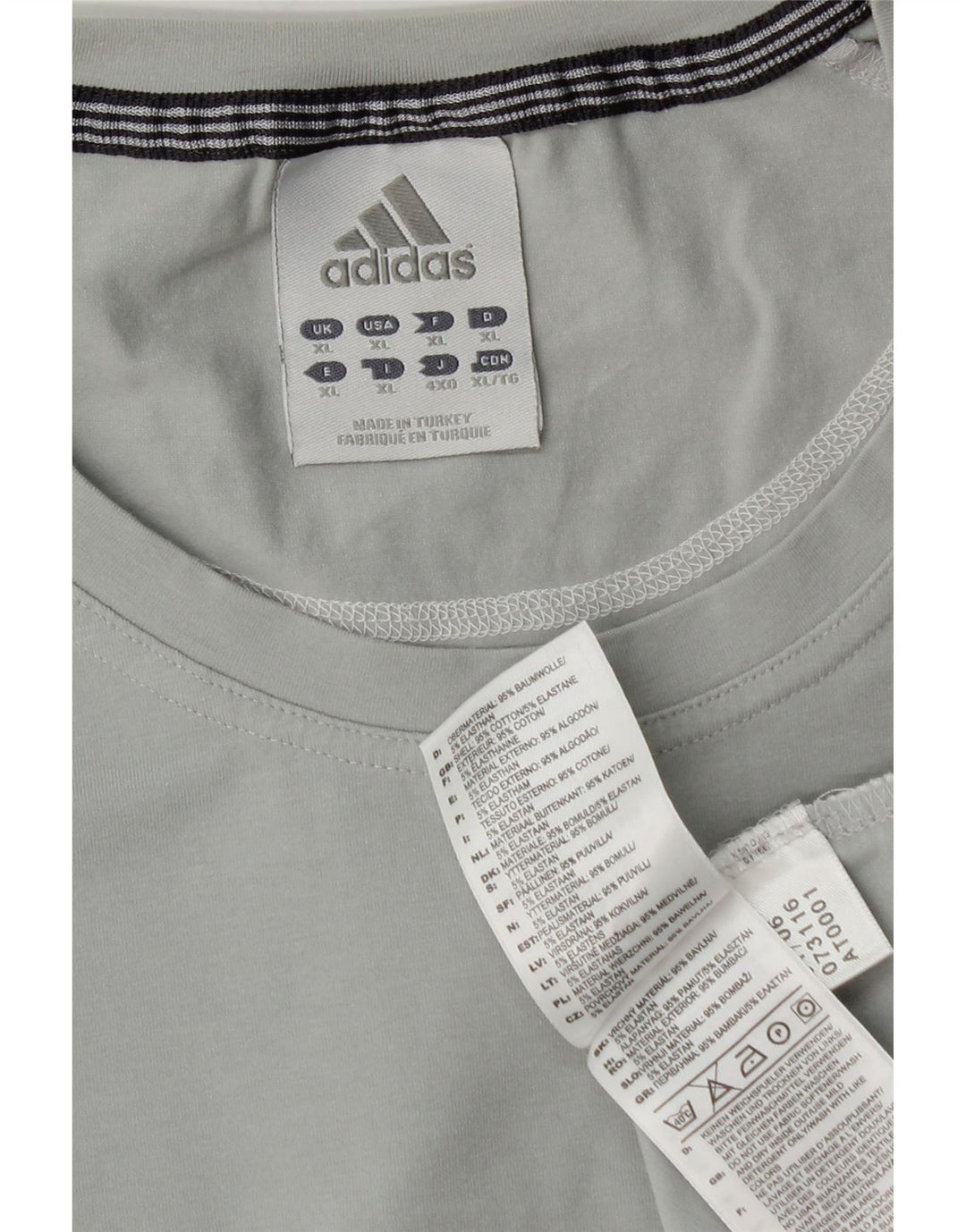 Adidas Mens T-Shirt Top XL Grey Cotton