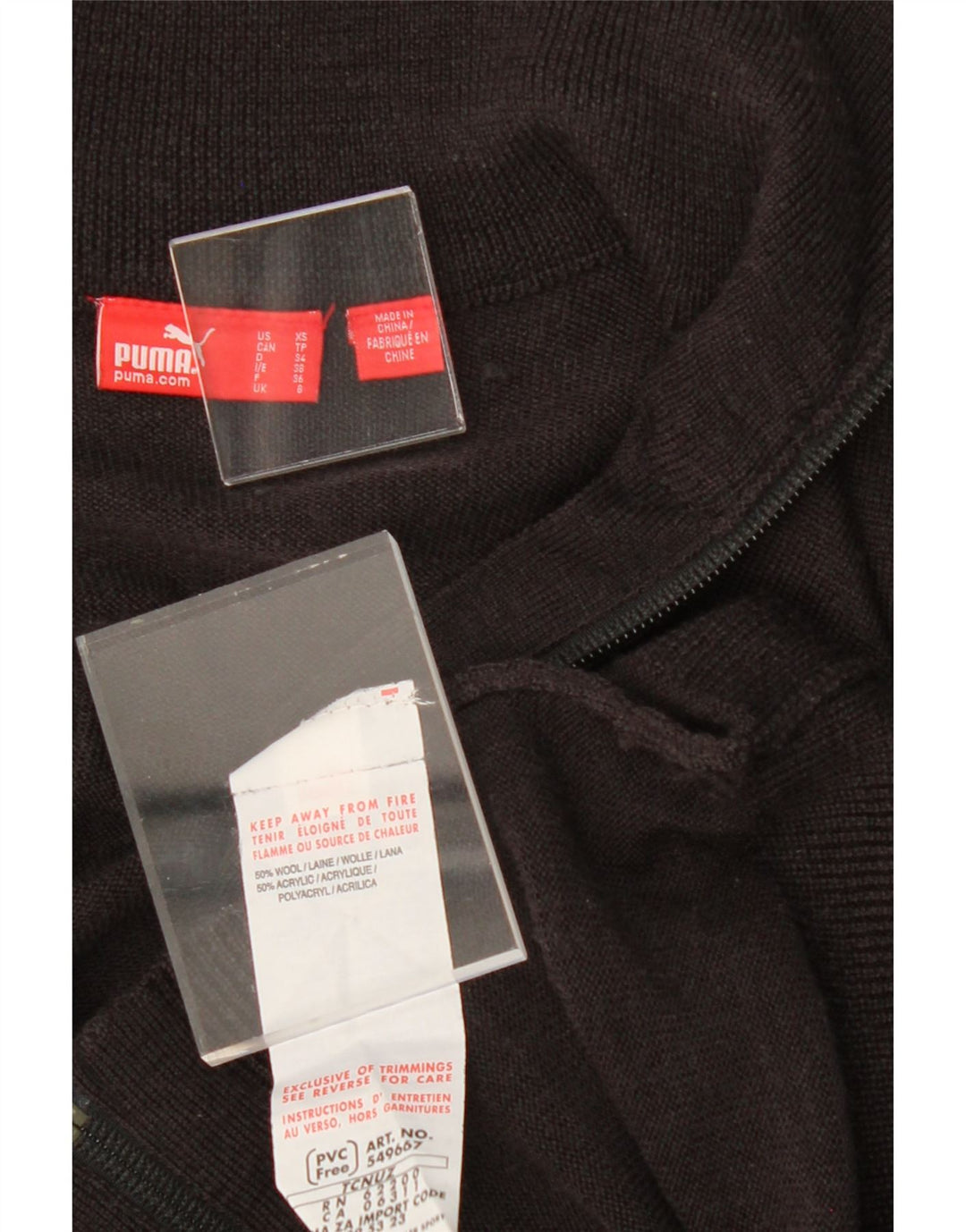 PUMA Womens Cardigan Sweater UK 8 Small  Black Wool Vintage Puma and Second-Hand Puma from Messina Hembry 