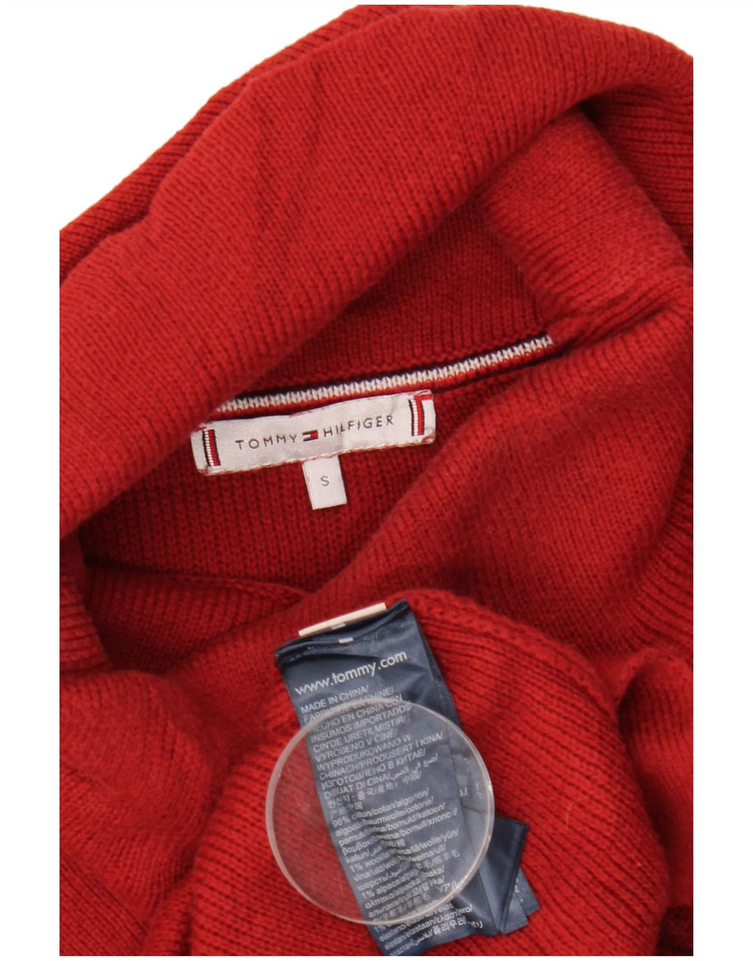 Tommy Hilfiger Womens Graphic Roll Neck Jumper Sweater UK 10 Small Red