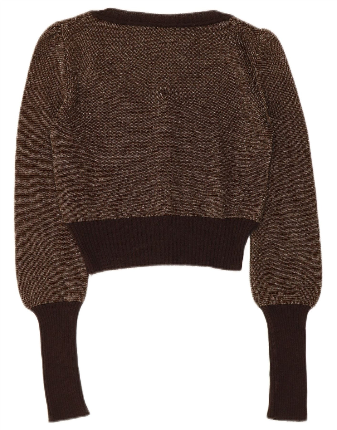 Max & Co. Womens Crop Cardigan Sweater UK 12 Medium Brown Colourblock