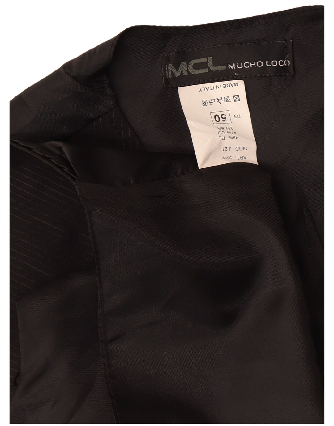 Vintage Mens Waistcoat IT 50 Medium Black Pinstripe Polyester